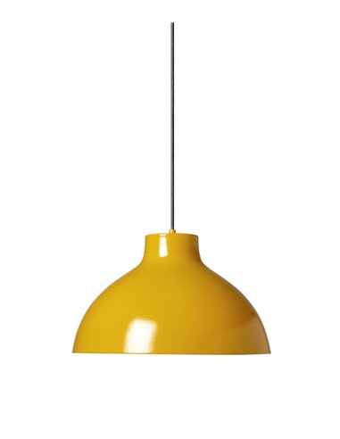 Lámpara colgante Parabólica – Luxcambra – Diseño industrial en negro y mostaza, Ø 35 cm