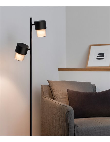 Lámpara de pie Kan – Luxcambra – Lámpara moderna con 2 pantallas de cotonet sand