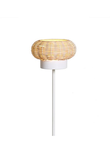 Lámpara de pie Niuet – Luxcambra – Pantalla de mimbre natural trenzado a mano, altura: 131 cm