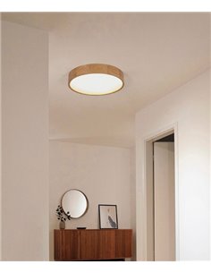 Plafón de techo Rondo – Luxcambra – Pantalla de madera de roble, dos tamaños: Ø 37,5 cm/47,5 cm