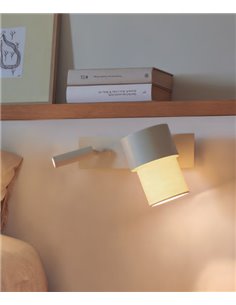 Aplique de pared Kan – Luxcambra – Lámpara con lector LED blanca, Pantalla cotonet