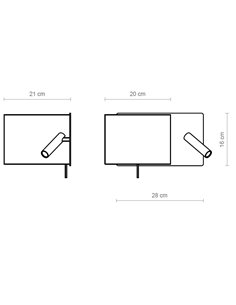 Lámpara de pared Rum – Luxcambra – Lámpara con lector, Pantalla de algodón 2