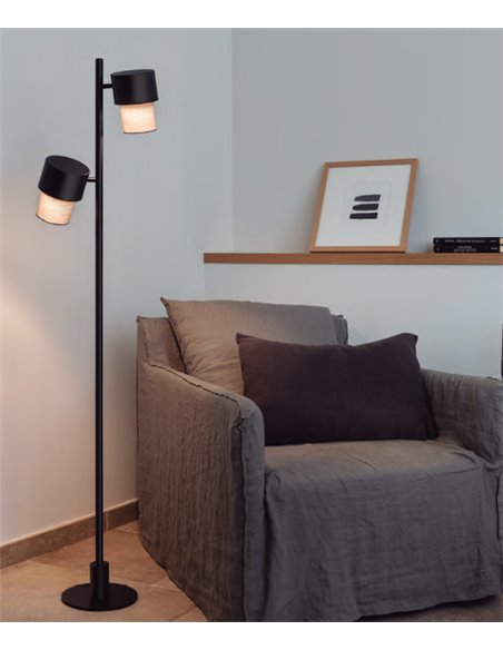 Lámpara de pie Kan – Luxcambra – Lámpara moderna con 2 pantallas de cotonet sand
