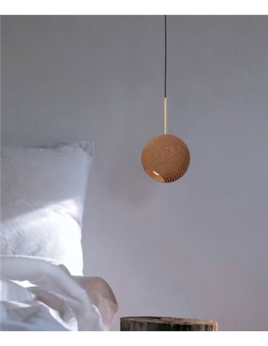 Lámpara colgante Terra – Luxcambra – Pantalla de corcho natural, Ø 14 cm