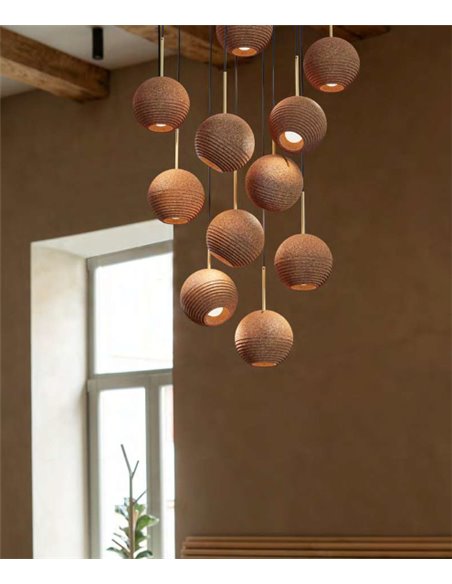 Lámpara colgante Terra – Luxcambra – Pantalla de corcho natural, Ø 14 cm