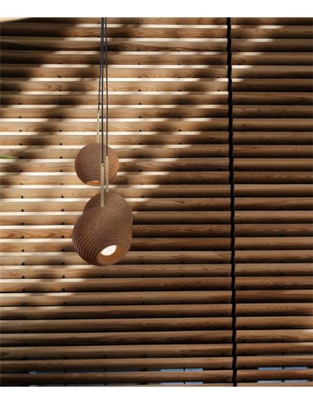 Lámpara colgante Terra – Luxcambra – Pantalla de corcho natural, Ø 14 cm
