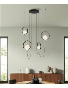 Colgante de techo Halo 4 - ACB - Lámpara decorativa en dorado o negro, 4 luces LED