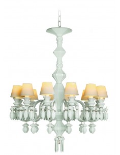 Porcelain Chandelier – Lladró – White finish, 12 lights chandelier 
