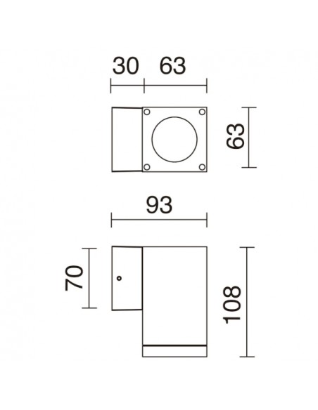 IP54 grey aluminum outdoor wall light - Cub - Dopo - Novolux