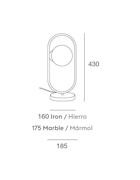Lámpara de mesa Pea con 1 luz con base de hierro – Massmi