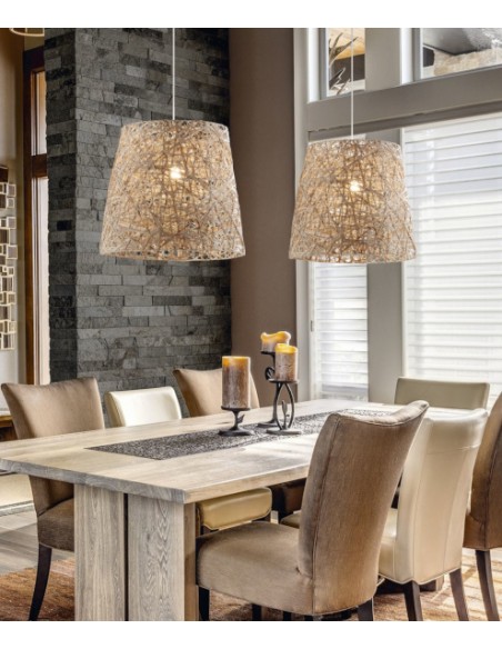 Beige natural fiber pendant light Ø 45 cm - Vimet - Exo - Novolux
