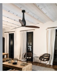 Ventilador sin luz disponible en 8 acabados con mando a distancia Ø 64 cm – Eterfan – Faro