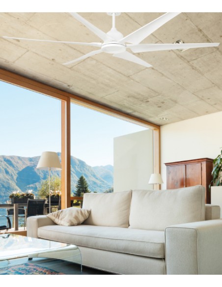 Ventilador de techo acabado blanco disponible con o sin luz LED – Cies – Faro