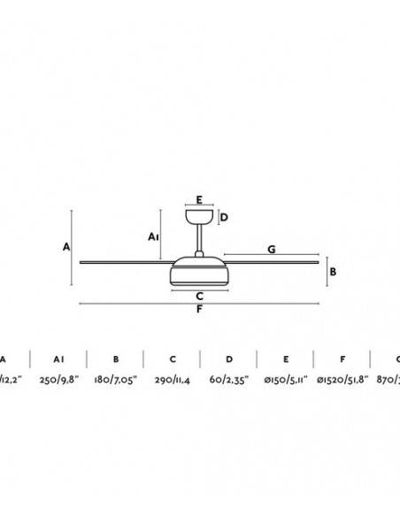 Ventilador de techo con luz acabado blanco y motor DC – Vulcano – Faro