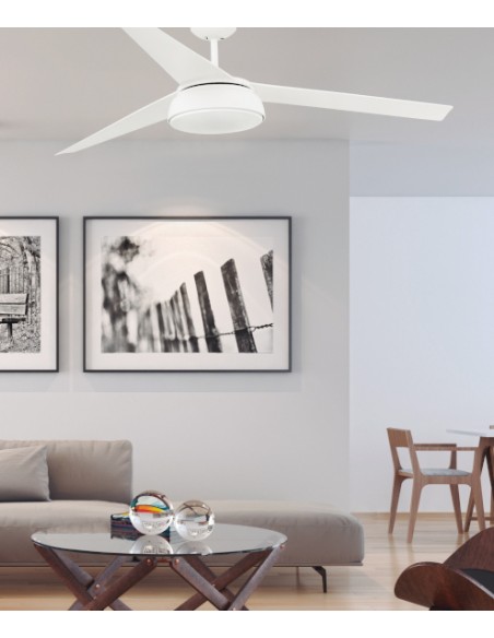 Ventilador de techo con luz acabado blanco y motor DC – Vulcano – Faro