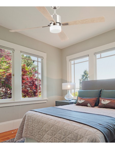 Ventilador de techo con luz acabado Níquel Satinado 4 palas – Palk – Faro