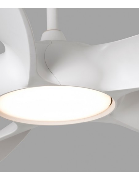 Ventilador de techo con luz acabado blanco con 5 palas y motor DC – Cocos – Faro