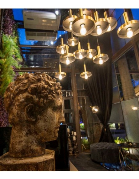 Colgante de techo industrial negro/oro - WHIZZ - Faro