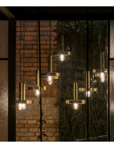 Colgante de techo industrial negro/oro - WHIZZ - Faro