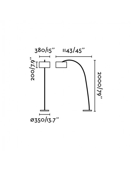 Lámpara de pie para salón con forma de arco en 2 colores - Papua - Faro