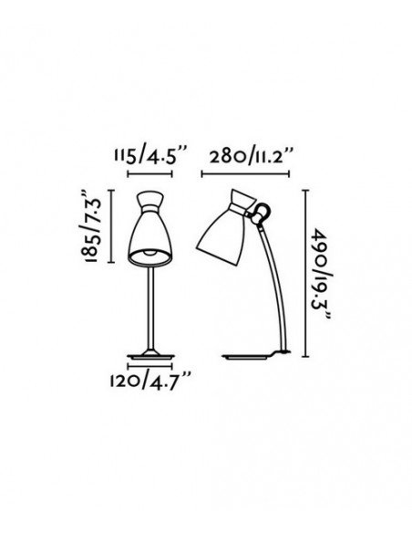 Lámpara de mesa de metal en 2 acabados – Retro – Faro