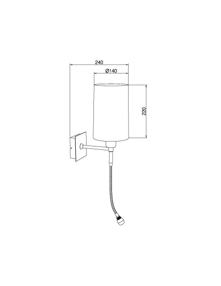 Aplique de pared con flexo LED para la lectura y pantalla tela negra en 2 acabados - Basic - Pujol Iluminación