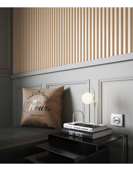 Lámpara de mesa LED en acero con bola cristal en varios acabados – Sunset – Pujol Iluminación