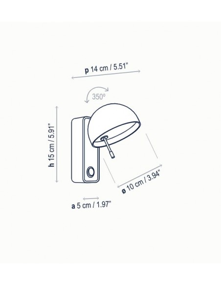 Lámpara de pared LED con pantalla rotatoria - Beddy - Bover