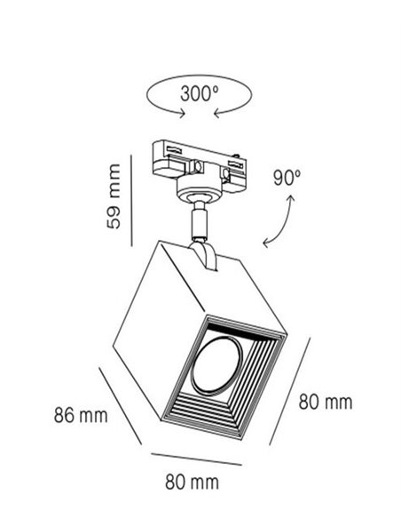 Foco orientable de techo Dau 80 F 3P - Milán