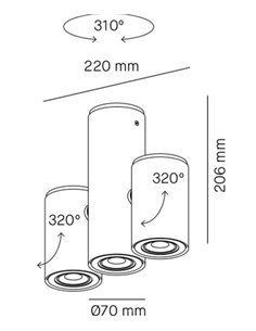 Plafón de techo Kronn 3 GU10 - Milán 2