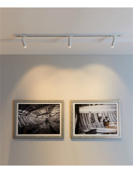 Foco de techo de carril LED Ø 4cm y 14,1 cm de alto en 2 acabados orientable y regulable 2700K – Haul – Milan