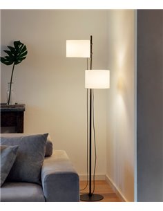 Lámpara de pie de acero en 2 acabados y 2 pantallas de poliéster – Twain – Milan