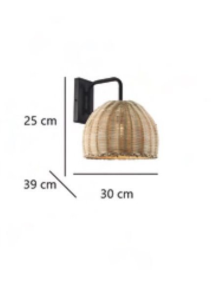Lámpara de pared de mimbre Pula – AJP