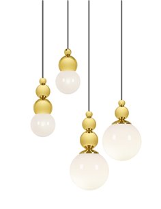 Spheres pendant light – Pedret – In polished or satin brass Ø 12 cm+16 cm