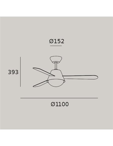 Ceiling fan with light and three reversible white/wooden reversible blades Buran - Leds C4