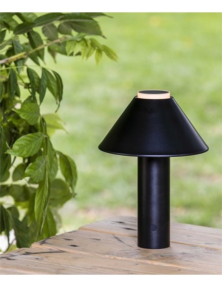 Fuji black portable light – Faro - IP44 with rechargeable battery, adjustable brightness, touch