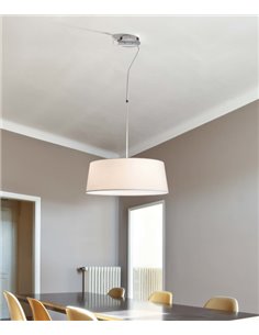 Hotel pendant light - Faro - White fabric lampshade, 50 cm