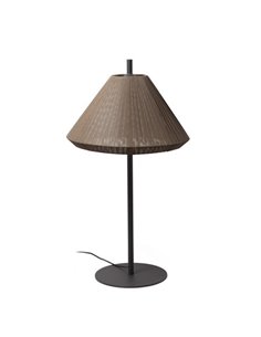Saigon outdoor floor lamp - Faro - White/brown textiline lampshade, 100-200 cm 