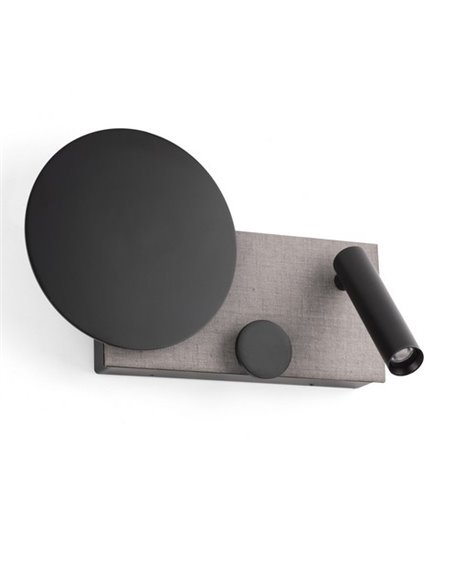 Wall lamp left with reader Klee - Faro - Grey steel, Dimmable, COB LED 2700K