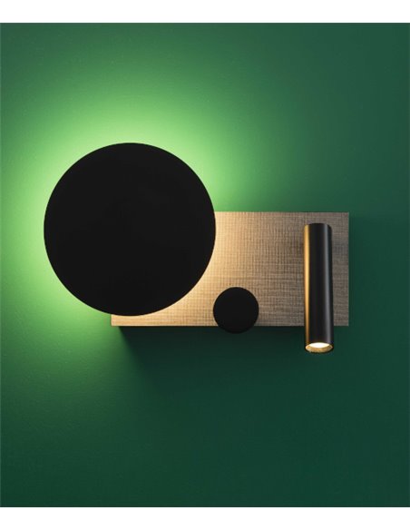 Wall lamp left with reader Klee - Faro - Grey steel, Dimmable, COB LED 2700K
