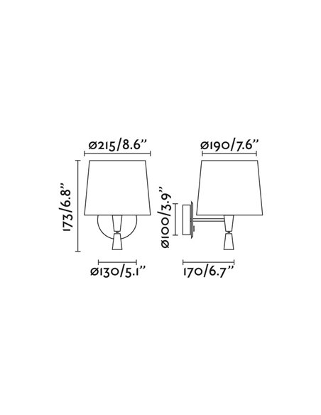 Samba wall light with reader - Faro - Textile lampshade, 1E27+LED 3000K