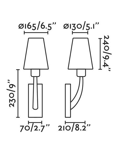 Rem wall light - Faro - Matt nickel+old gold, E27