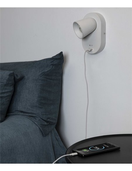 Corb wall light - Lighthouse - USB Charging, White/Black