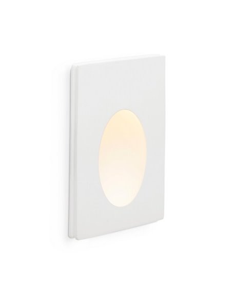 Plas recessed wall light - Faro - Oval white plasterboard light, LED 3000K, 10 cm