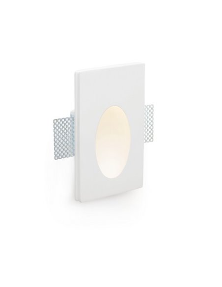 Plas recessed wall light - Faro - Oval white plasterboard light, LED 3000K, 10 cm