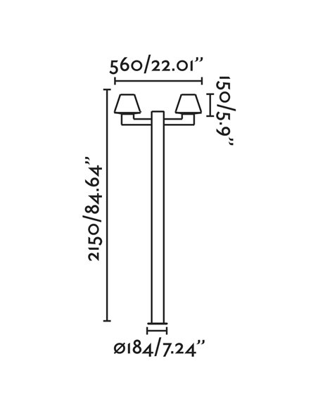 Mistu outdoor street lamp - Faro - Dark grey lamp, IP44, 215 cm