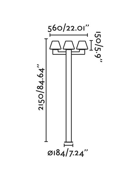 Mistu outdoor street lamp - Faro - Lamp 3 lights, dark grey, 215 cm