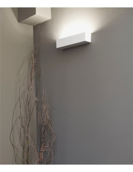 Eaco wall light - Faro - Rectangular plaster lamp, White, 35.3 cm