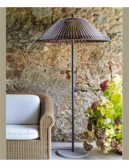 Saigon outdoor floor lamp - Faro - Wicker+Cement, IP65, 200 cm