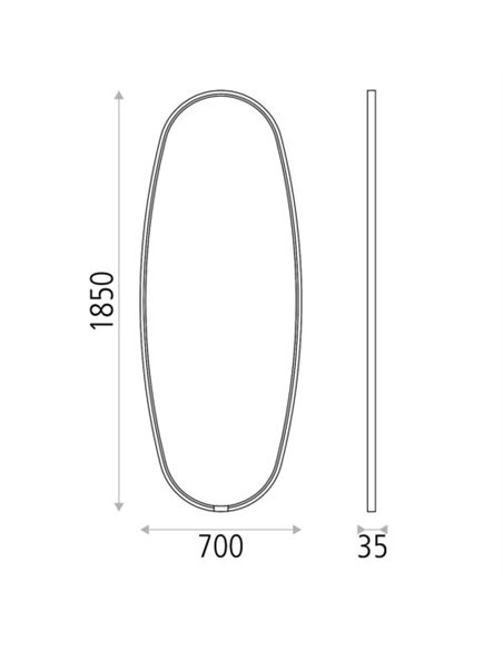 Onix Illuminated Bathroom Mirror - ACB - Touch, 185 cm, LED 3000K